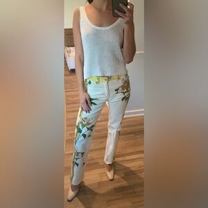 DESIGNER ROBERTO CAVALLI VINTAGE RARE FLORAL JEANS SIZE 38